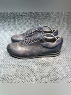 Leonardo Grey Leather Sneaker Shoes Size 10 Women’s